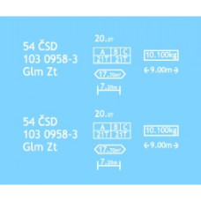 Obtisk na vůz Glm (Zt), bílý, TT, LMS 024B Obtisk na vůz Glm (Zt), bílý, TT, LMS 024B