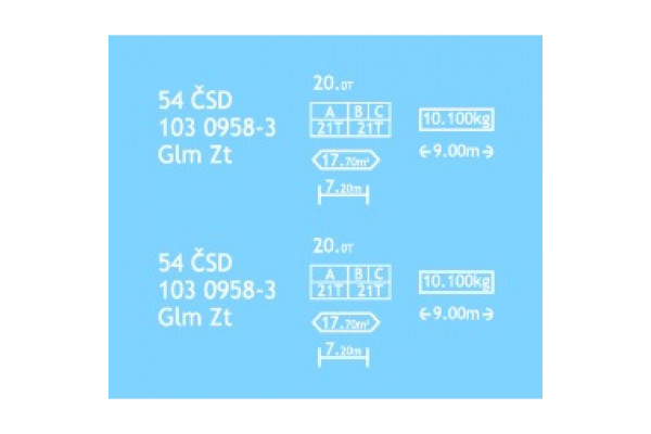 Obtisk na vůz Glm (Zt), bílý, TT, LMS 024B Obtisk na vůz Glm (Zt), bílý, TT, LMS 024B