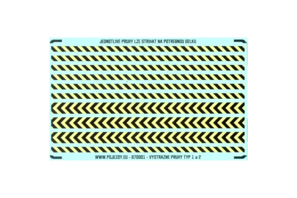 Obtisk, žlutočerné výstražné pruhy, H0, Pojezdy 87OS01