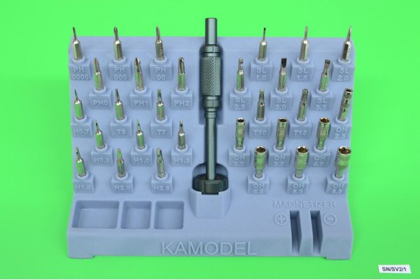 Stojanová sada šroubováku s 30 vyměnitelnými bity pro přesnou práci, KaModel SN/SV2/1