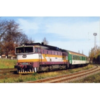 Pohlednice, motorová lokomotiva 750.225 ve st.Hlinsko v Čechách-listopad 2000, Corona CPV031