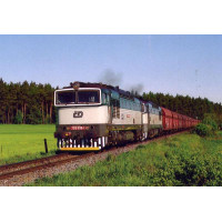 Pohlednice, motorové lokomotivy 753.099 a 753.060 u Zbůchu - květen 2001, Corona CPV037