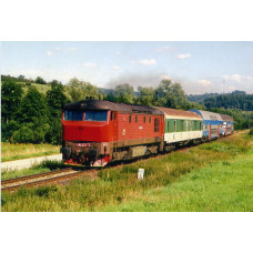 Pohlednice, motorová lokomotiva 749.252 u Hořic na Šumavě - srpen 2007, Corona CPV046