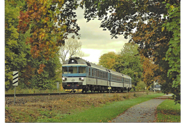 2024135 Pohlednice, Motorový vůz 854 215-1 v Kostelci nad Orlicí, Letohradský železniční klub