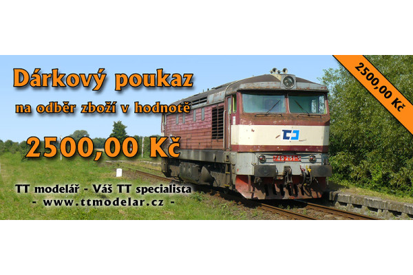 Dárkový poukaz za 2500 Kč, TT modelář TTM-DP2500
