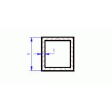 Mosazný profil čtvercového průřezu 3 x 3 x 0,30 mm, L=500 mm, MSZ 80333