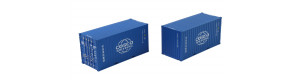 Set dvou 20‘ kontejnerů Cosco, modré, high cube, VI. epocha, H0, IGRA MODEL 98010027