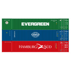 Set 3 kontejnerů Evergreen, HASU, Cosco, H0, IGRA MODEL 98010061