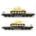 Set dvou plošinových vozů ložených tanky T34/85, III. epocha, TT, Tillig 01801