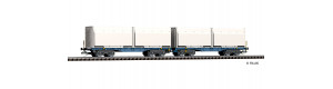 Dvojdílná vozová jednotka InnoWaggon 2x40ft, ložená čtyřmi kontejnery na dřevo, VI. epocha, TT, Tillig 15080