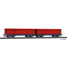 Dvojdílná vozová jednotka InnoWaggon 2x40ft, ložená dvěma kontejnery na šrot, VI. epocha, TT, Tillig 15081