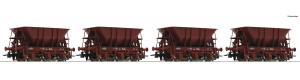 Set čtyř výsypných vozů pro přepravu rudy, s nákladem, SJ, IV. epocha, H0, Roco 6600069