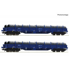 Set dvou plošinových vozů Res s klanicemi, PKP Cargo, VI. epocha, H0, Roco 6600099