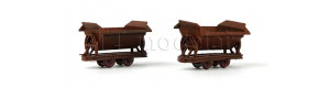 Dva úzkorozchodné výsypné vozy, zrezivělé, H0f, Busch 12215