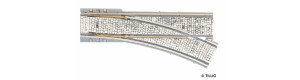 Výhybka jednoduchá pravá s dlažbou, R 250 mm, 25°, tramvajové kolejivo Luna, H0, Tillig 87588