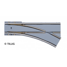 Výhybka jednoduchá pravá s asfaltem/betonem, R 204 mm, 30°, tramvajové kolejivo Luna, H0, Tillig 87599