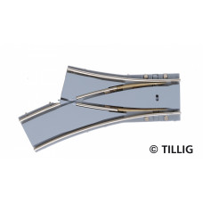 Oboustranná výhybka levá s asfaltem/betonem, R 204/250 mm, tramvajové kolejivo Luna, H0, Tillig 87644