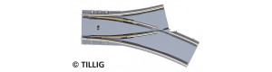 Oboustranná výhybka pravá s asfaltem/betonem, R 250/204 mm, tramvajové kolejivo Luna, H0, Tillig 87649