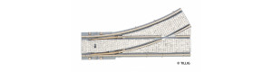 Výhybka jednoduchá levá s dlažbou, R 204 mm, 25°, tramvajové kolejivo Luna, TT/H0m, Tillig 87093