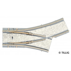Oboustranná výhybka levá s dlažbou, R 204/250 mm, tramvajové kolejivo Luna, TT/H0m, Tillig 87143