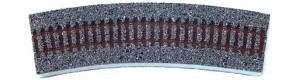 Štěrkové lože pro obloukovou kolej R1 (poloměr 310 mm), šedé, TT, Tillig 86353