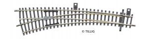 Oblouková výhybka IBW levá, s kovovou srdcovkou, TT, Tillig 83364