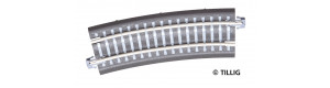 Oblouková kolej s podložím BR 3-ü, přechodová, R 396 mm/15 st., šedé pražce, TT, Tillig 83772