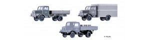 Set nákladních automobilů "VEB Eisenwerke West", III. epocha, TT, Tillig TT Club 2024, Tillig 502609