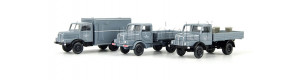 Set nákladních automobilů "VEB Eisenwerke West", III. epocha, TT, Tillig TT Club 2024, Tillig 502609