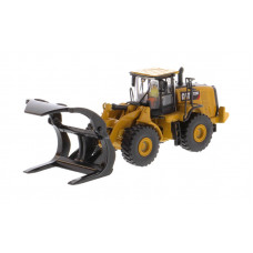 Kolový nakladač CAT 972M s vidlicí na klády, H0, Diecast Master 85950