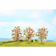 Ovocné stromy růžově kvetoucí, 3 kusy, 8 cm, Noch 25112