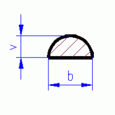 Půlkruhová tyč, mosaz, B=10 mm, V=5 mm, L=500 mm, MSZ 73105