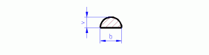 Půlkruhová tyč, mosaz, B=4 mm, V=2 mm, L=500 mm, MSZ 7342