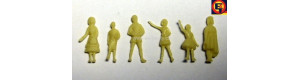 Figurky nebarvené civilní I, 6 kusů, H0, DOPRODEJ, ES Pečky 29506