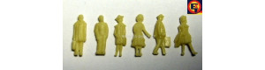 Figurky nebarvené civilní II, 6 kusů, H0, DOPRODEJ, ES Pečky 29507