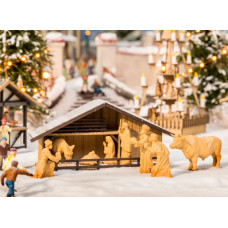 Vánoční betlém s dřevěnými figurkami, H0, Noch 14394
