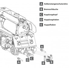Náhradní díl, dosazovací doplňky pro parní lokomotivu řady 01, TT, Tillig 202194