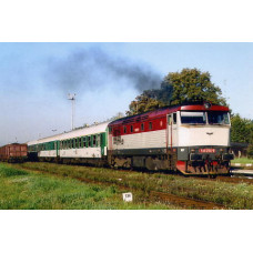 Pohlednice, motorová lokomotiva 749.254 v Častolovicích - září 2006, Corona CPV044