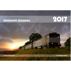 Měsíční nástěnný kalendář modelové železnice pro rok 2017, formát A3, na šířku, Trainmania, TR-KAL-2017