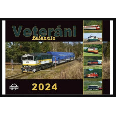 Kalendář nástěnný 2024, A3, "Veteráni železnic", Richard Piroutka, DOPRODEJ, Corona