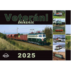 Nástěnný kalendář Veteráni železnic 2025, Richard Piroutek, DOPRODEJ, Corona